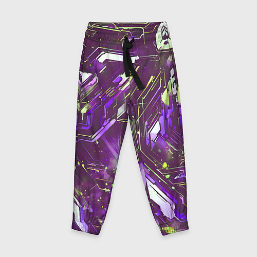 Детские брюки Космические кибер схемы фиолетовые / 3D-принт – фото 1