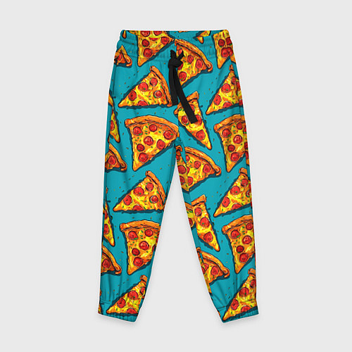 Детские брюки Кусочки пиццы на синем фоне / 3D-принт – фото 1