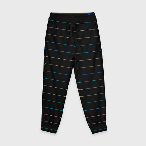 Детские брюки Разноцветные полосы на чёрном / 3D-принт – фото 1