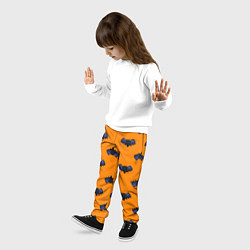 Брюки детские Летучие мыши - паттерн оранжевый, цвет: 3D-принт — фото 2