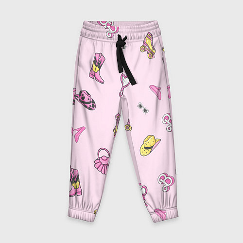 Детские брюки Барби аксессуары - розовый паттерн / 3D-принт – фото 1