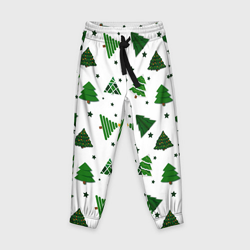 Детские брюки Узор с зелеными елочками / 3D-принт – фото 1