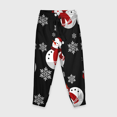 Детские брюки Снеговички в зимних шапочках со снежинками / 3D-принт – фото 1