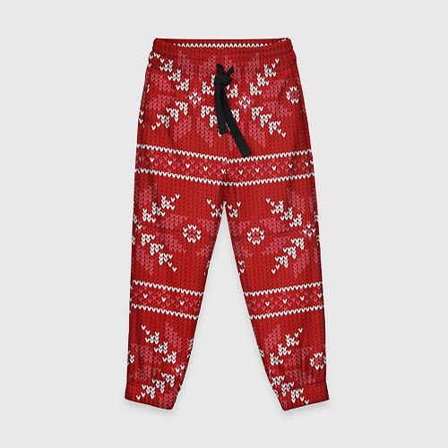 Детские брюки Красный вязаный узор свитера / 3D-принт – фото 1