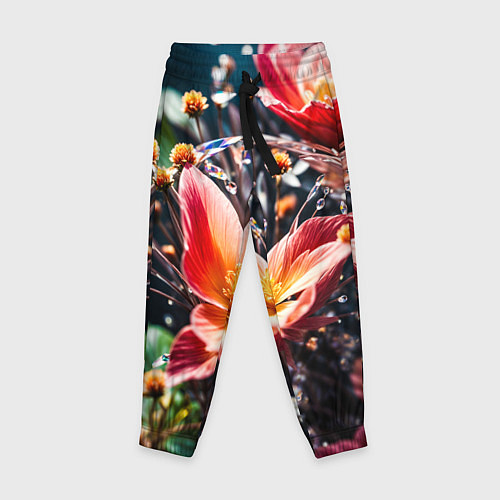 Детские брюки Красный цветок капли / 3D-принт – фото 1