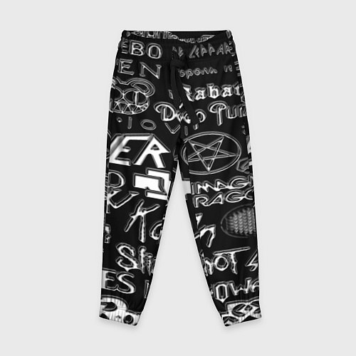 Детские брюки Логотипы рок групп металические / 3D-принт – фото 1