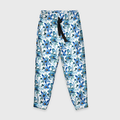 Детские брюки Полевые голубые цветы паттерн / 3D-принт – фото 1