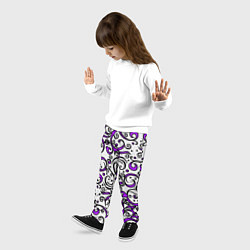 Брюки детские Фиолетовые кружевные узоры, цвет: 3D-принт — фото 2
