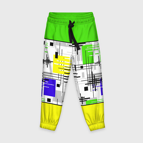 Детские брюки Узор из полос желтого и зеленого цвета / 3D-принт – фото 1