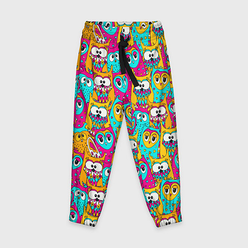 Детские брюки Разноцветные совы / 3D-принт – фото 1