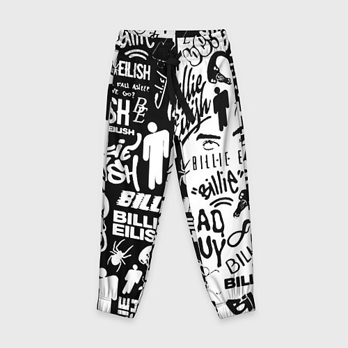 Детские брюки Billie Eilish чернобелые битва лого / 3D-принт – фото 1
