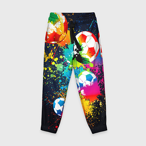 Детские брюки Разноцветные футбольные мячи / 3D-принт – фото 1