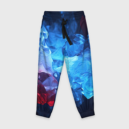 Детские брюки Синяя ледяная абстракция с красным / 3D-принт – фото 1
