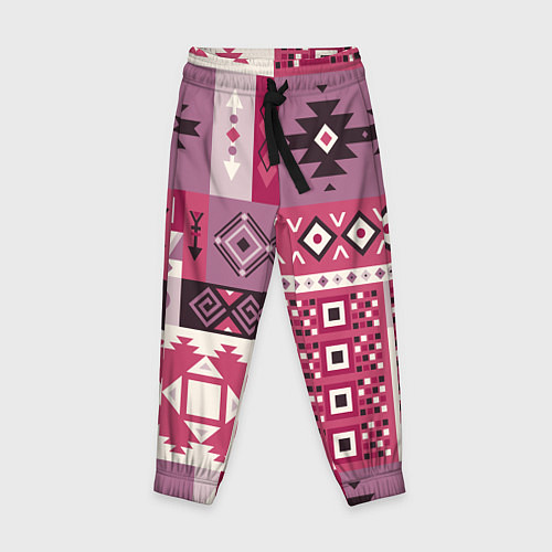 Детские брюки Этническая геометрия в розовой палитре / 3D-принт – фото 1