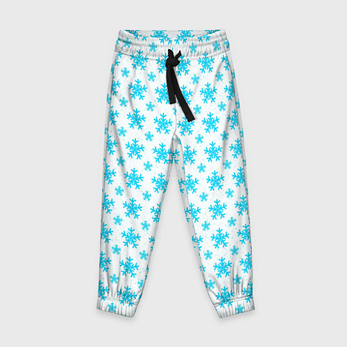 Детские брюки Паттерн снежинки бело-голубой / 3D-принт – фото 1