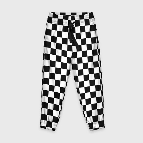 Детские брюки Шахматное поле чёрно-белый / 3D-принт – фото 1