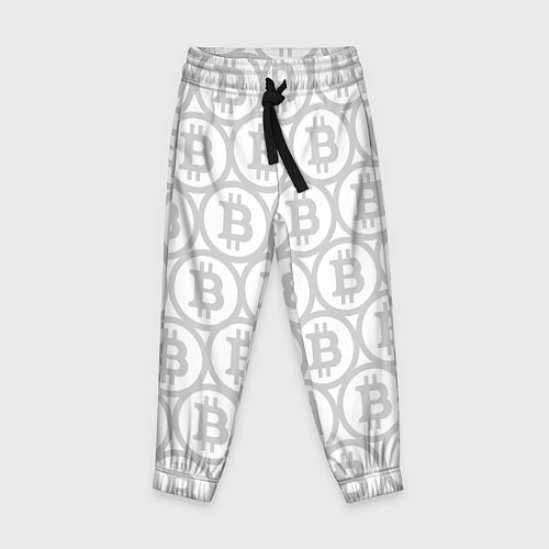 Детские брюки Биткоин патерн на белом фоне / 3D-принт – фото 1
