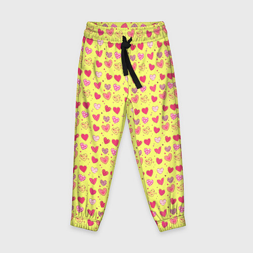 Детские брюки Сердечки на желтом - паттерн / 3D-принт – фото 1