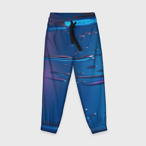 Детские брюки Неоновая поверхность синяя с каплями воды / 3D-принт – фото 1