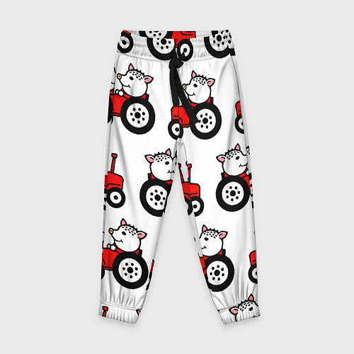 Детские брюки Поросенок Пётр на красном тракторе / 3D-принт – фото 1