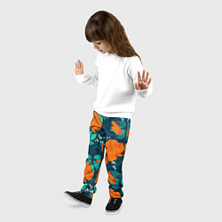 Брюки детские Паттерн с оранжевыми цветами, цвет: 3D-принт — фото 2