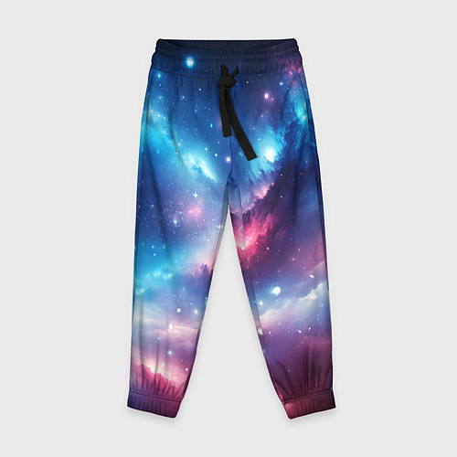 Детские брюки Розово-голубой космический пейзаж / 3D-принт – фото 1