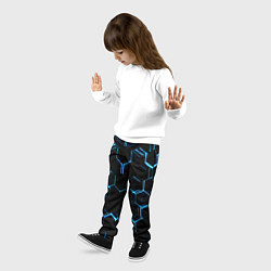 Брюки детские Киберпанк неон синий, цвет: 3D-принт — фото 2