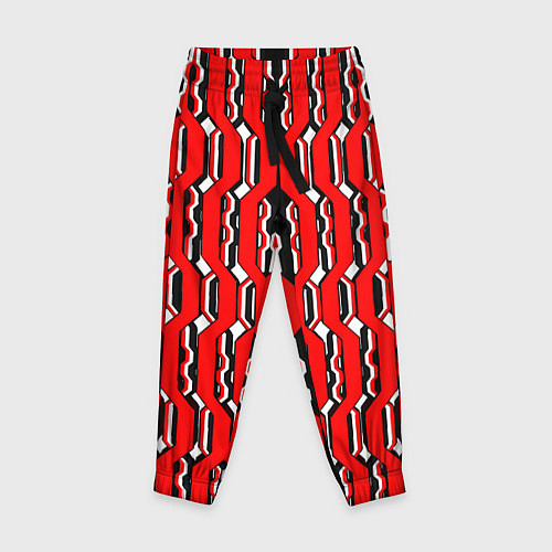 Детские брюки Красные и белые техно линии / 3D-принт – фото 1