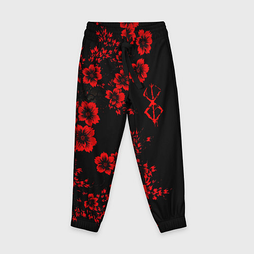 Детские брюки Клеймо жертвы из аниме Берсерк - красные цветы / 3D-принт – фото 1