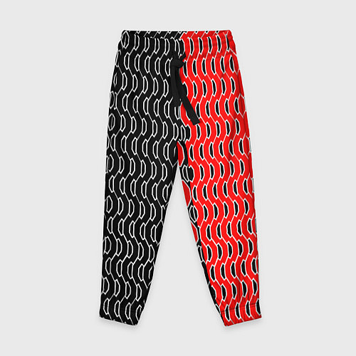 Детские брюки Чёрно-красный паттерн с белой обводкой / 3D-принт – фото 1