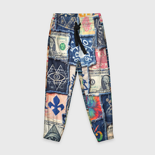 Детские брюки Баксы на дениме пэчворк / 3D-принт – фото 1
