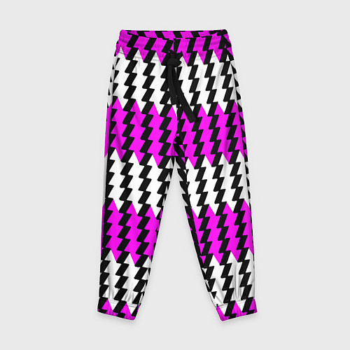 Детские брюки Вертикальные бело-розовые полосы / 3D-принт – фото 1