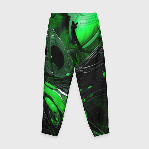 Детские брюки Green dark abstract geometry style / 3D-принт – фото 1