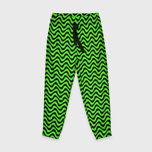Детские брюки Искажённые полосы кислотный зелёный / 3D-принт – фото 1