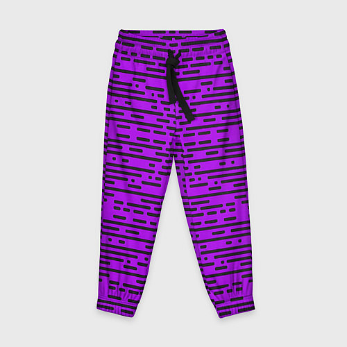 Детские брюки Чёрные полосы на фиолетовом фоне / 3D-принт – фото 1