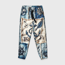 Детские брюки Пэчворк с якорем - джинсовка моряка