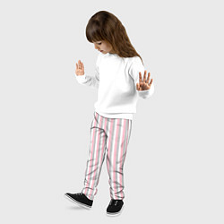 Брюки детские Полосы бело-розово-серый, цвет: 3D-принт — фото 2