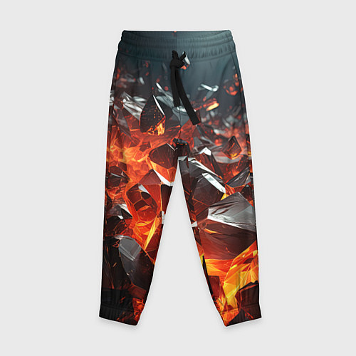 Детские брюки Взрыв камней в красном неоне / 3D-принт – фото 1