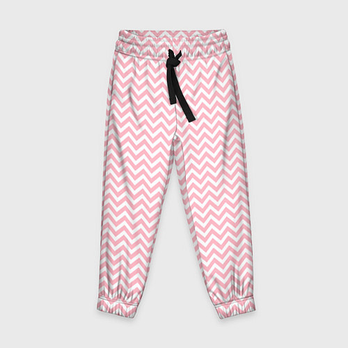 Детские брюки Белый в розовые ломаные полосы / 3D-принт – фото 1