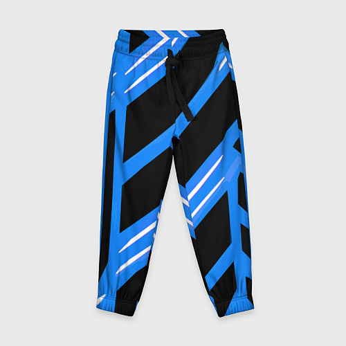 Детские брюки Black and white stripes on a blue background / 3D-принт – фото 1
