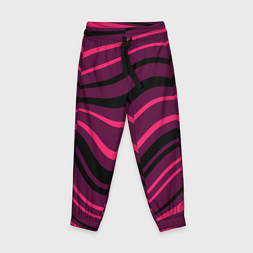 Детские брюки Тёмный розовый изогнутые линии / 3D-принт – фото 1