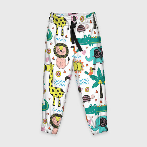 Детские брюки Животные джунглей / 3D-принт – фото 1