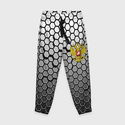 Детские брюки Стальная броня-соты с Гербом РФ / 3D-принт – фото 1