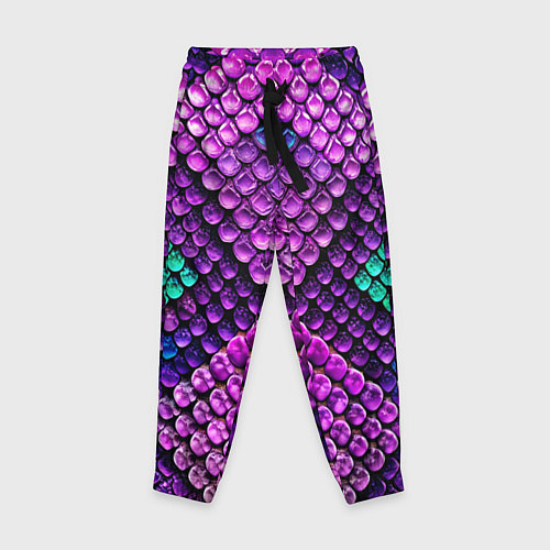 Детские брюки Фиолетовая текстурная кожа змеи / 3D-принт – фото 1