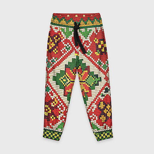 Детские брюки Классические русские узоры и орнамент / 3D-принт – фото 1
