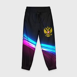 Брюки детские Россия неоновые волны, цвет: 3D-принт