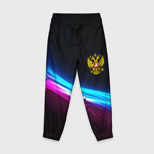 Детские брюки Россия неоновые волны / 3D-принт – фото 1