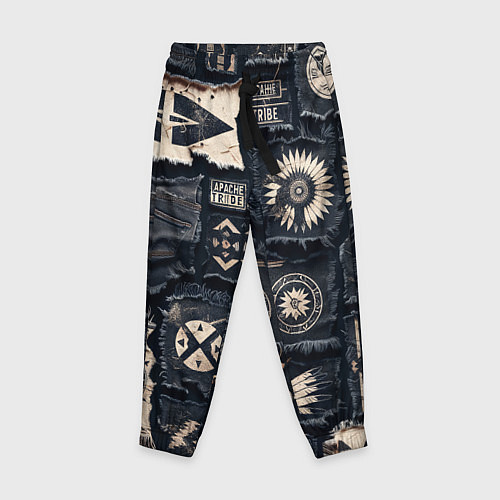 Детские брюки Знаки Апачи на пэчворк дениме / 3D-принт – фото 1