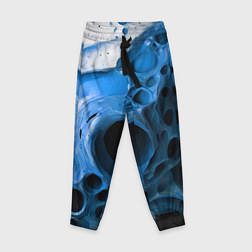 Детские брюки Сине-белая абстрактная структура / 3D-принт – фото 1