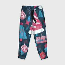 Брюки детские Плюшевая новогодняя абстракция, цвет: 3D-принт